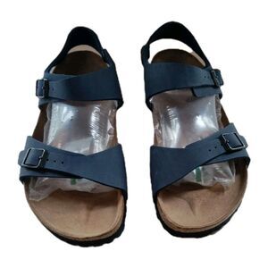 BIRKENSTOCK Birki's Original Fussbett 260 Double Strap Sandals Navy Unisex W9/M7